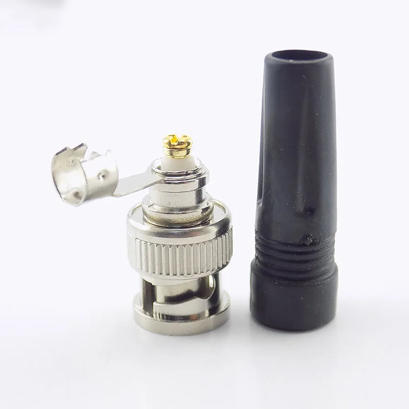 BNC ชายปลั๊กอะแดปเตอร์ Twist-on Coaxial RG59 สําหรับกล้องวงจรปิดกล้อง Video Audio Connector 10 ชิ้น/ล็อต