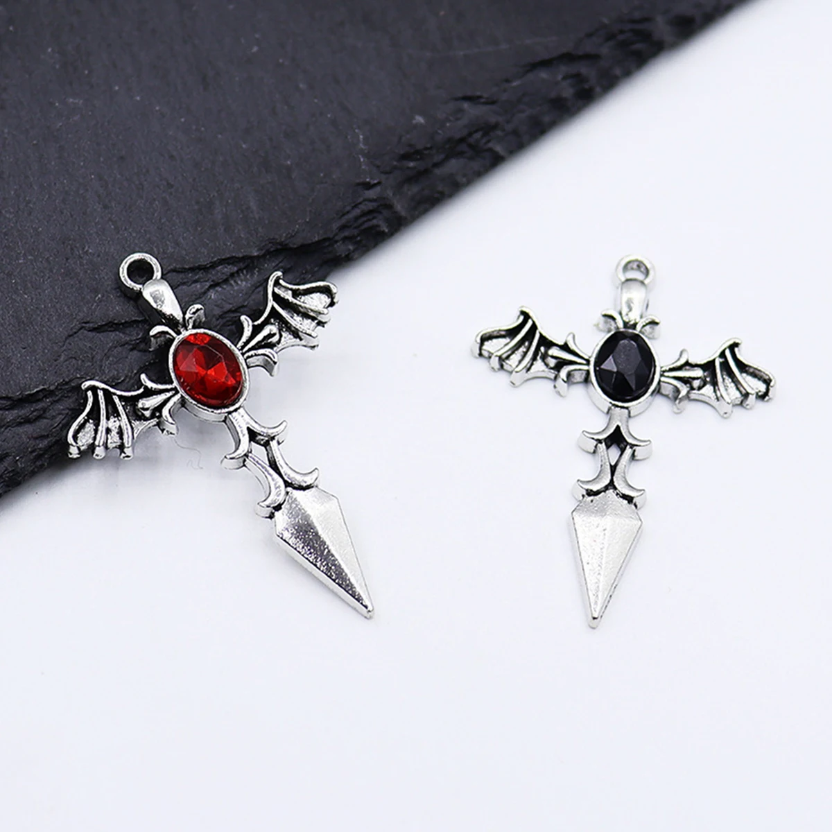 3Pcs Black Color Gothic Wings Cross Charms Pendant For DIY Handmade Making Necklace Earrings Decoration DIY Accessories