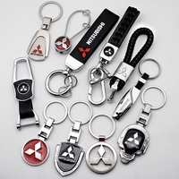 For Mitsubishi Lancer 9 10 Asx Outlander 3 Pajero l200 3D Metal+Leather Car KeyChain Key Ring Chain Auto Styling Accessories