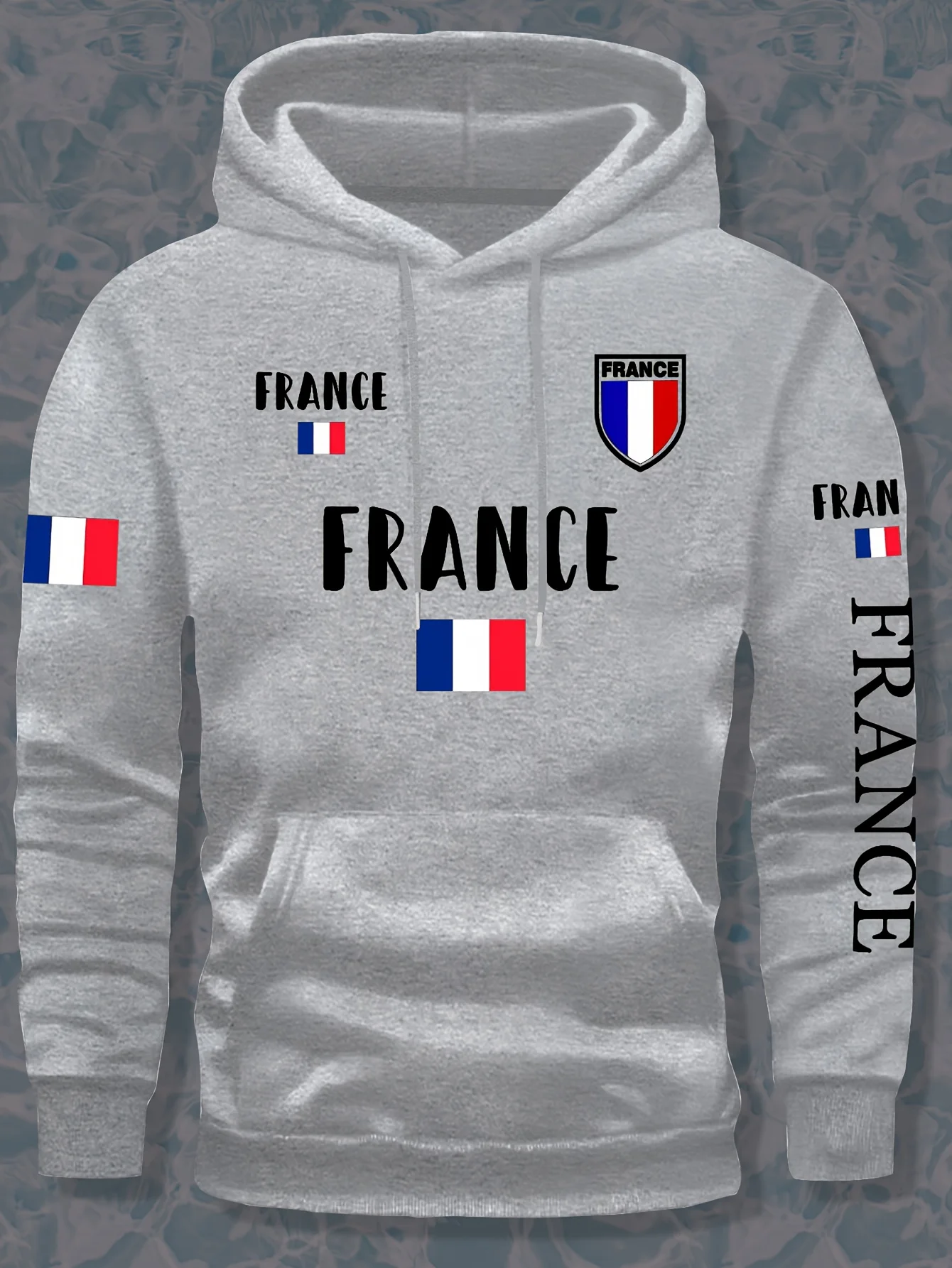 Men's France National Flag Print Hooded Sweatshirt Winter Warm Fleece Lined Pullover Hoodie Casual Street Style Long Sleeve Tops