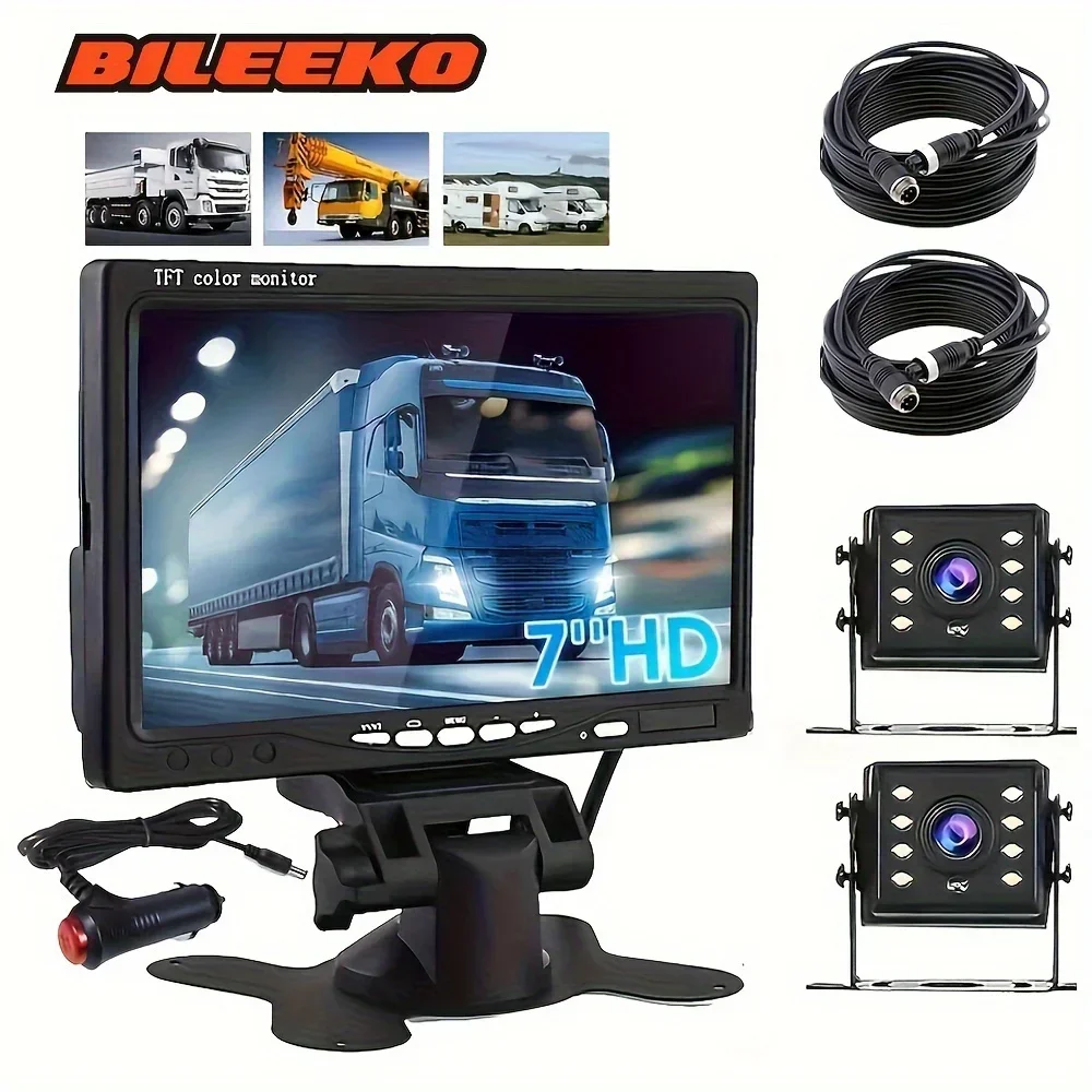 

7" Dash Monitor RV Rear View Backup Kit - Heavy Duty Night Vision Camera & Parking Assist