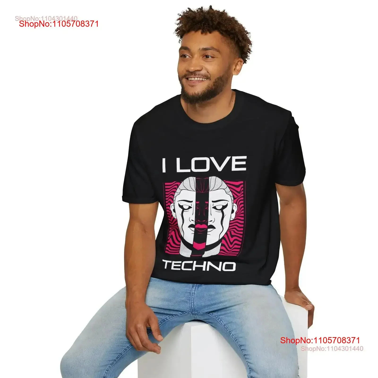 I Love Techno Raver Softstyle T Shirt vintage Washed fashion Top For Everyday Wear Comfortable Breathable streetwear Soft