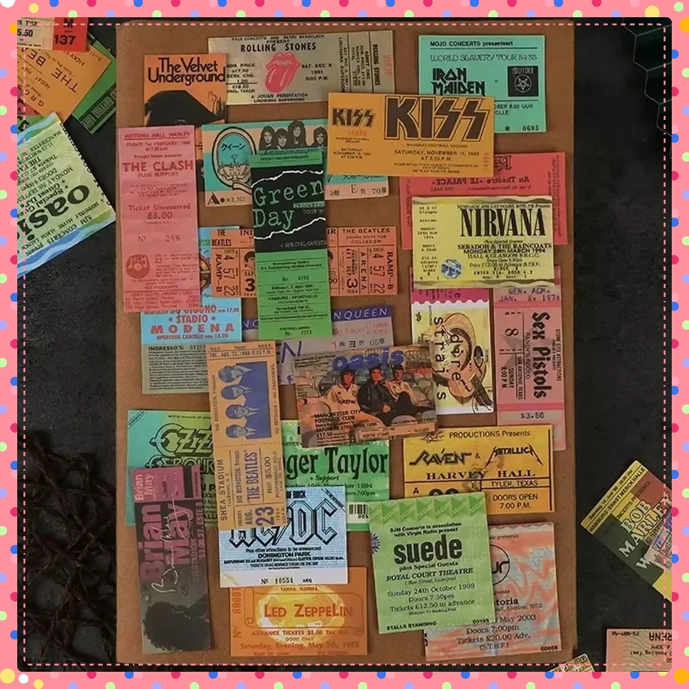 

Vintage Band Ticket Stickers - 43PCS Waterproof Decals for Personalizing Gear!