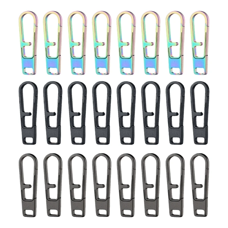 8Pcs Titaniums Alloy Zippers Puller Headers Connectors Keychains Hanging Buckles for Bag Clothes Hardware Easy to Use