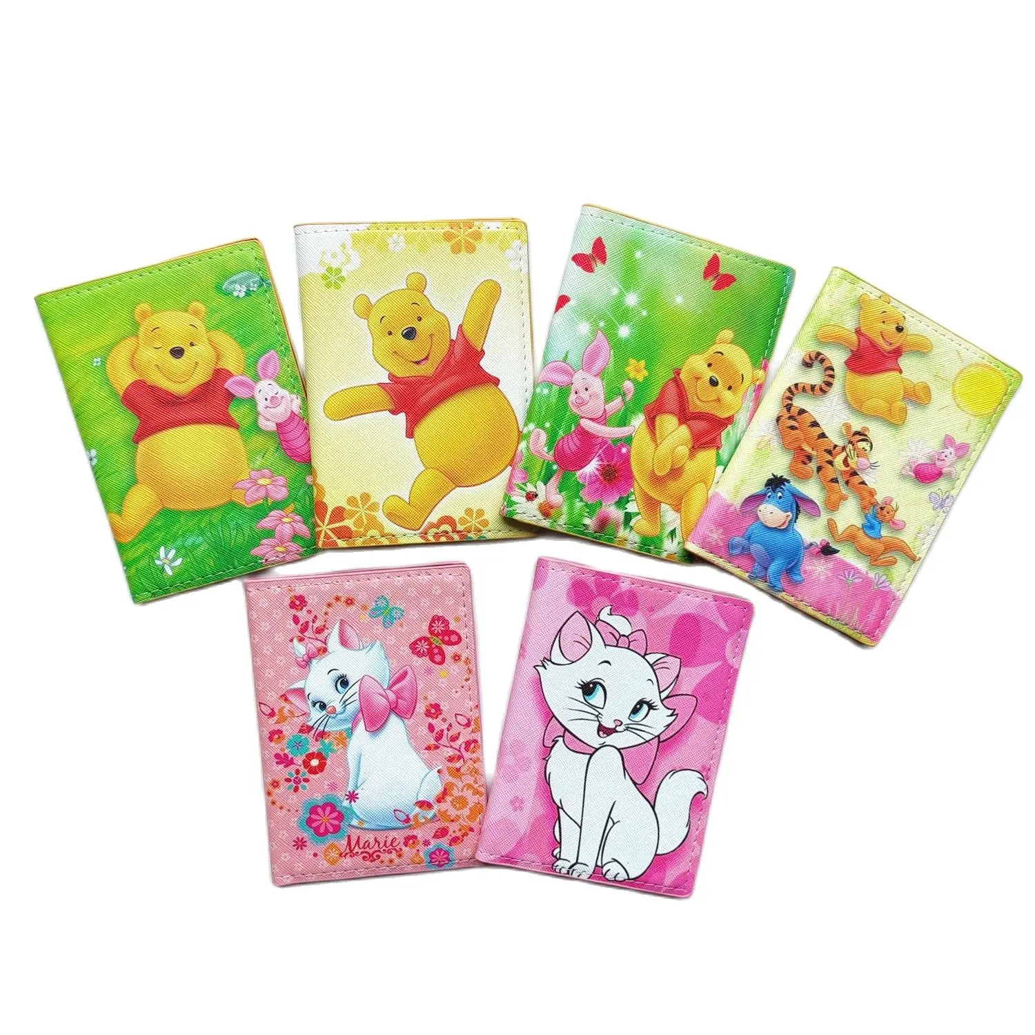 Disney Winnie Pooh Bear Passport Cover Travel PU Leather ID Bank Card Bag Boy and Girls Passport Holder Credit Card Case