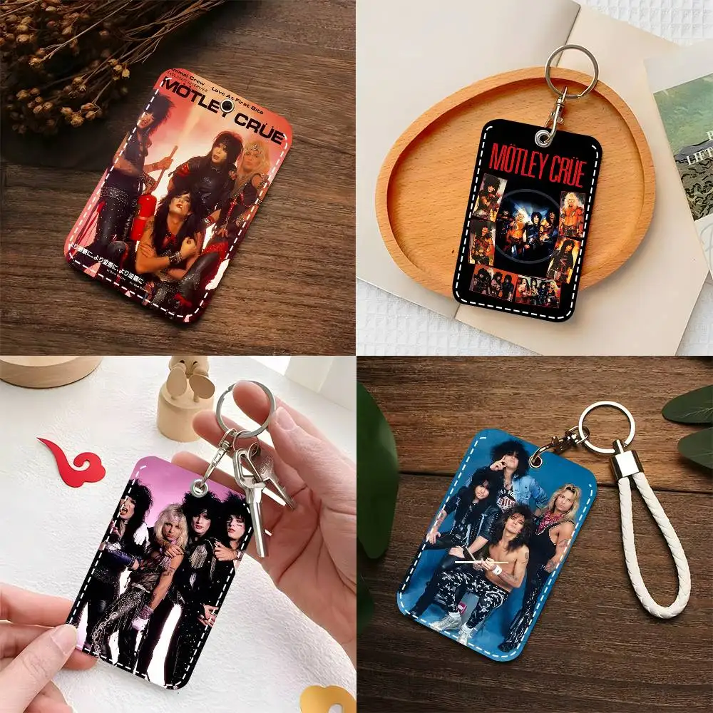 

1 шт. Популярный кожаный брелок-картхолдер Motley Crue для карт доступа и ключей