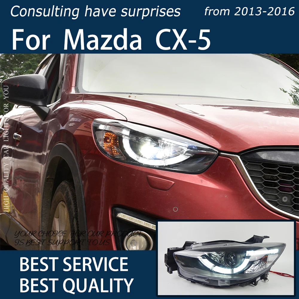 

Автомобильные фары для Mazda CX-5 CX5 2013-2016, светодиодсветодиодный Автомобильная фара в сборе, Модернизированная двухфазная линза, динамическая лампа, инструмент, аксессуары Facelift