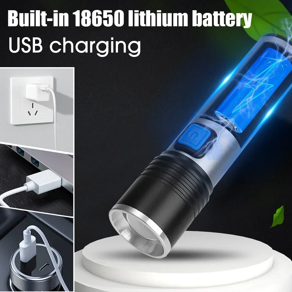 395/365nm UV Flashlight Zoomable USB Rechargeable Ultraviolet Flashlight UV Light Inspection Lamp Pet Urine Stain Detector Tools