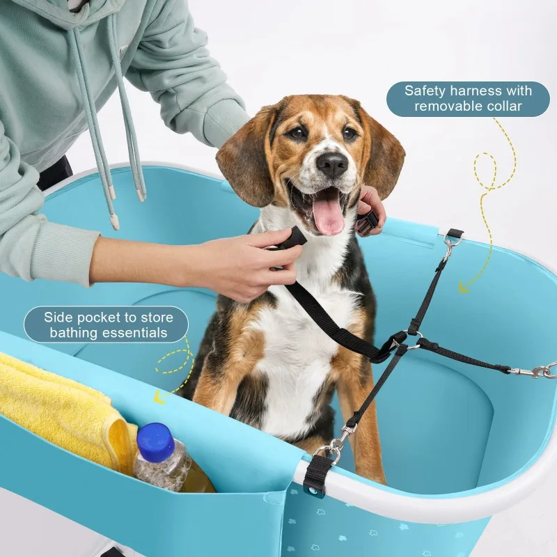 

Cat and Dog Collapsible Folding Bath Tub Plastic Cleaning Supplies for Pet Grooming Foldable Rubber Pet Bathtub