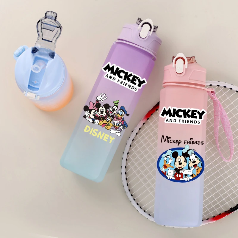 Disney Mickey Mouse 750ml Water Bottle Anime Cartoon Large Capacity Drinking Cup Portable Outdoor Sports Water cup Children Gift