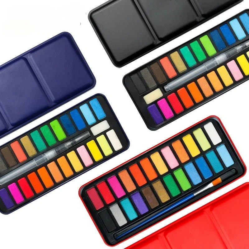 Профессиональный набор акварельных красок, 18/24 цвета, пигмент для акварельной живописи с кистью и набор акварельной бумаги для рисования