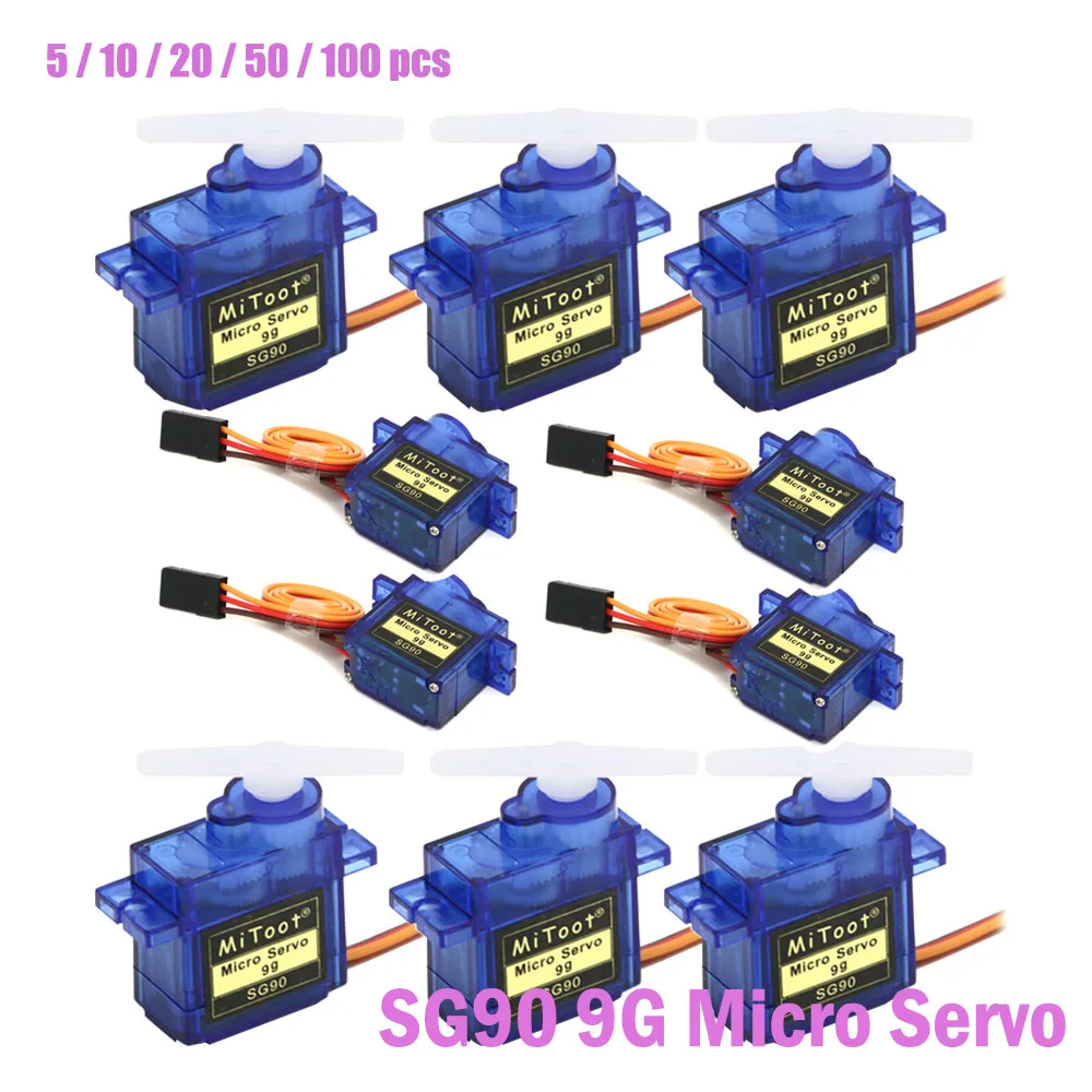 Micro servomotor SG90 9G, 10 / 20 / 50 / 100 piezas para Mini coche/Mini barco/helicóptero y avión, nuevo