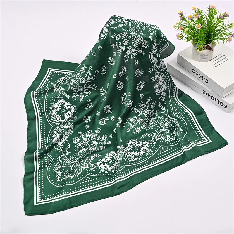 Syhood 70cm Square Satin Head Scarves Satin Bandanas for Women Satin Headband Scarves Silk Feeling Scarf Boho Headwear