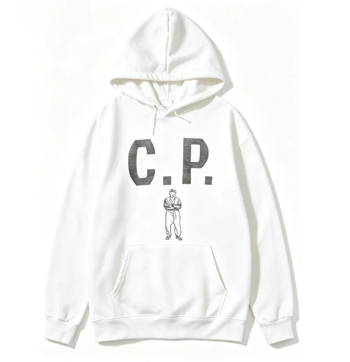 2026 new Retro style featuring letter initials and standing human silhouette patterns. Men's and women's hooded sweatshirt.