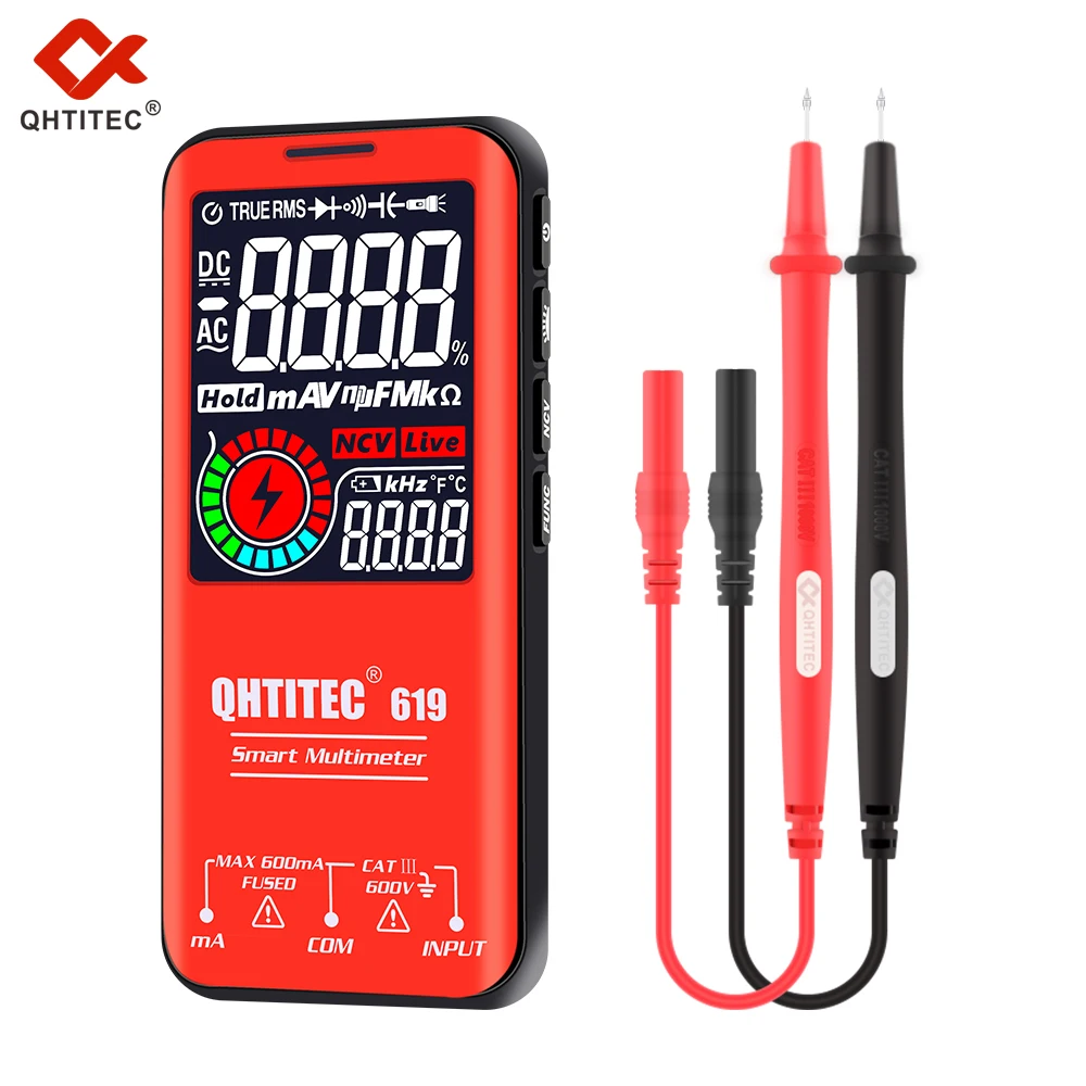 QHTITEC multimetro digitale saldatore Kit 5999 Tester di conteggio ricarica USB T-RMS DC AC misuratore di condensatore di tensione Ohm NCV