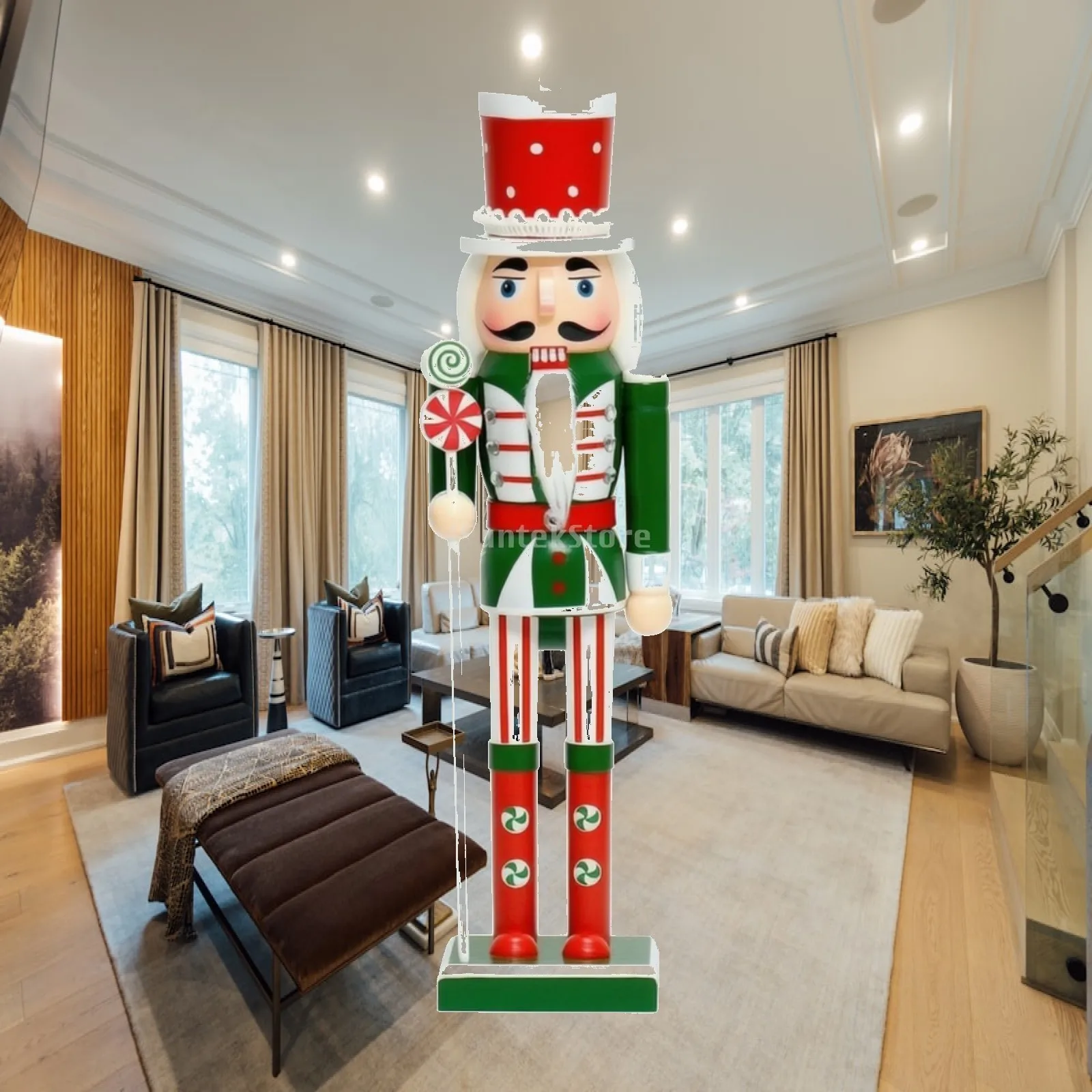 Wood Nutcracker Festival Figurine Holiday Decoration for Countertop Shelf Cute Christmas Tree Ornament Sculpture with