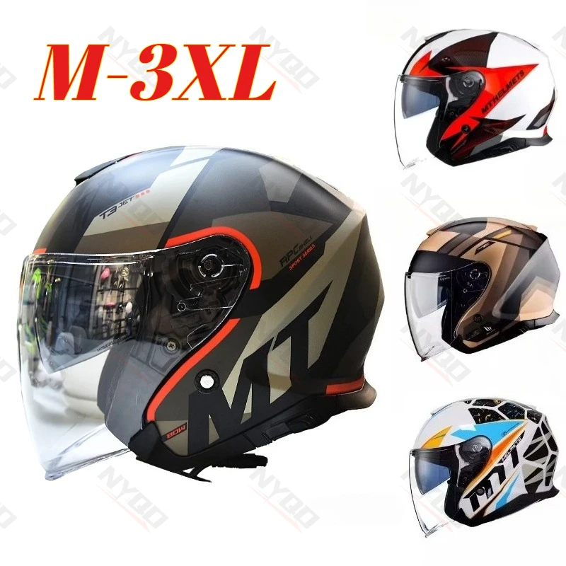 

Original MT Thunder Jet Motorcycle Helmet DOT ECE Certification Half Double Lens Helmet Men Open Face Capacete Cascos Para Moto