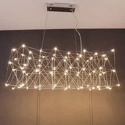 Light Luxury Restaurant Stainless Steel Chandelier Modern High-end Exhibition Hall Living Room Bar Front Desk Cafe Pendant Lamps