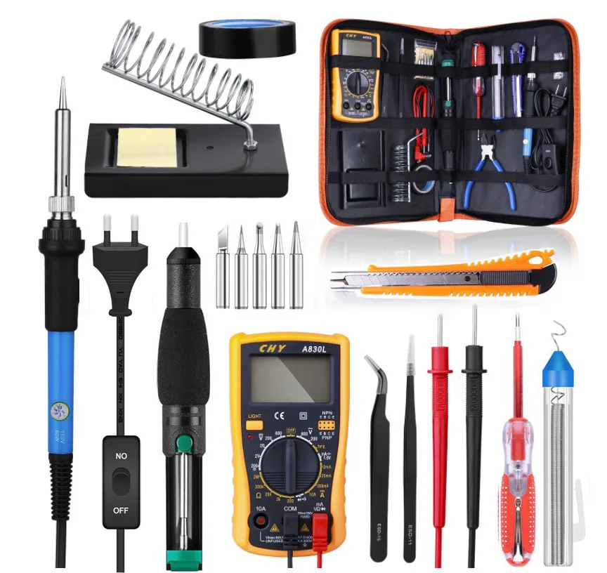 

110V-US,220V-EU Electric Soldering Iron Set Kit, Multimeter Combination Temperature-adjustable Electric Soldering Iron