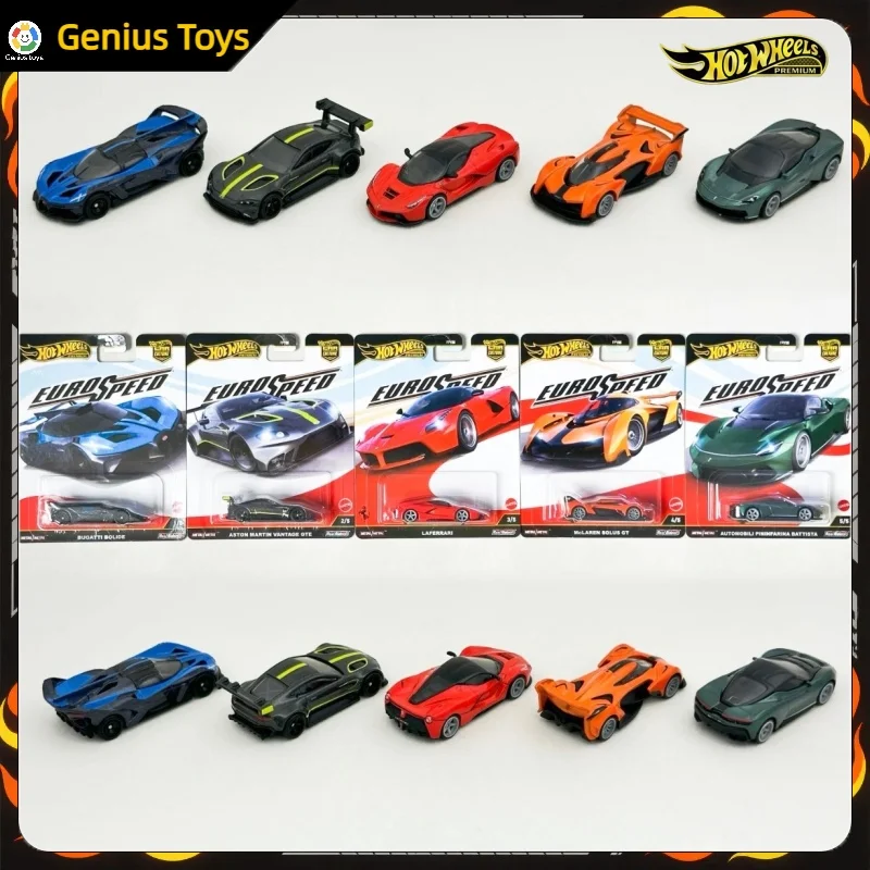 

Литая под давлением модель автомобиля Hot Wheels Premium 1:64, набор евроскоростных автомобилей Ferrari Bugatti Aston Martin McLaren, коллекционная игрушка из сплава