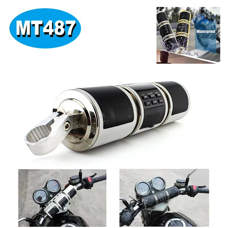 

MT487 Мотоциклетный стереодинамик Аудио FM-радио AUX USB TF-карта Bluetooth-совместимый AUX-в дисплеем MP3-плеер Водонепроницаемый