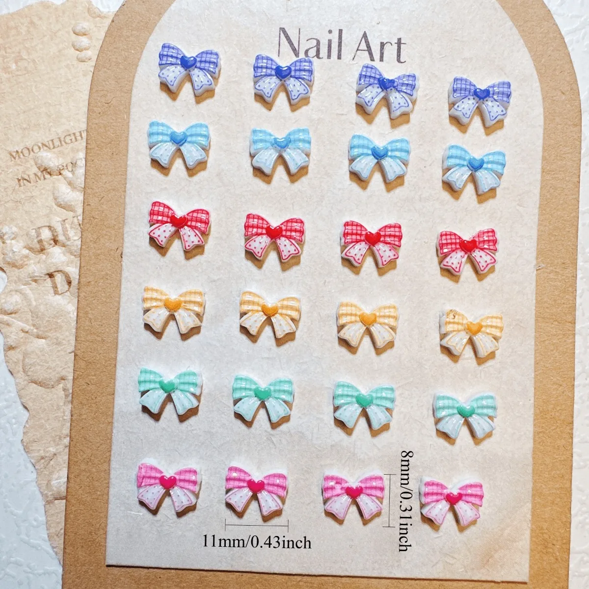 30/50/100Pcs, 8*11mm, Macarons, Love, Bow, Two Color, Nail Accessories, DIY, Nail Accessories, Wear Nail Accessories