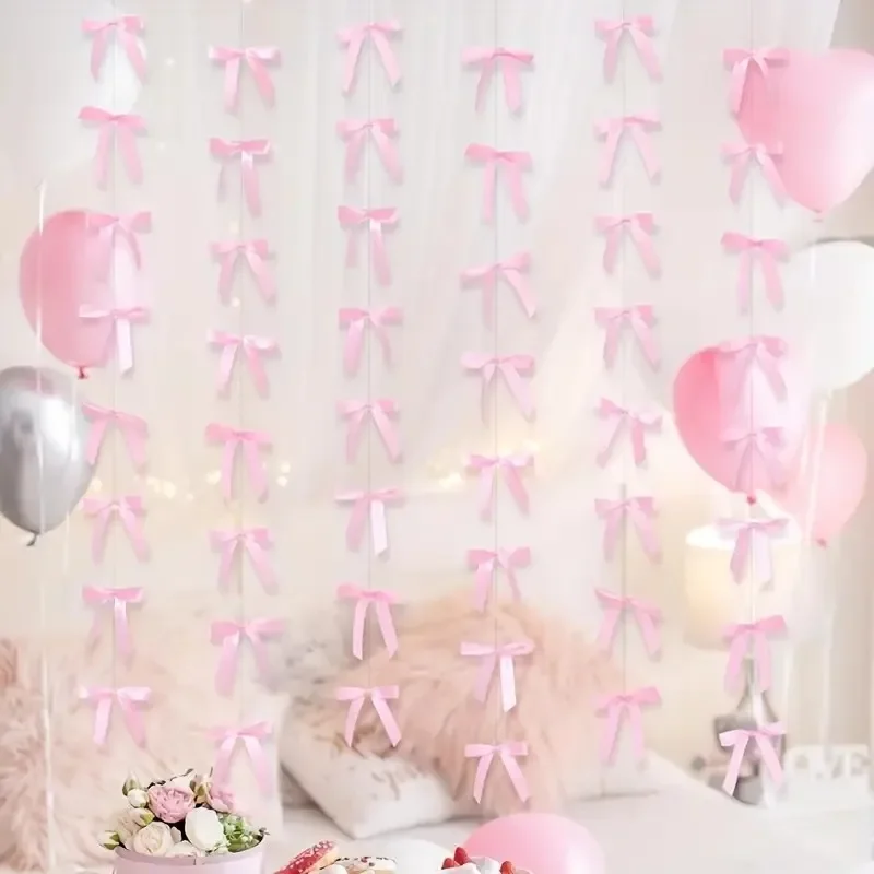 48 uds/6pack hecho a mano lazo tejido largo flor encanto, cinta rosa negra arco guirnalda para despedida de soltera, decoración de cumpleaños