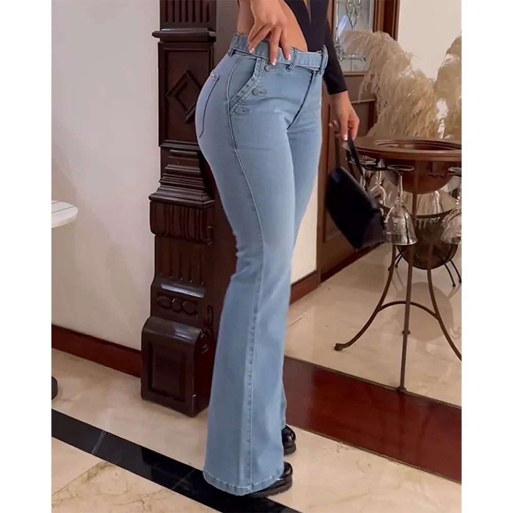 

Butt Lift Pants Women Stretchable Slimming Sports Jeggings Leisure Streetwear Trousers Fashion Skinny Cargo Pants Light Blue