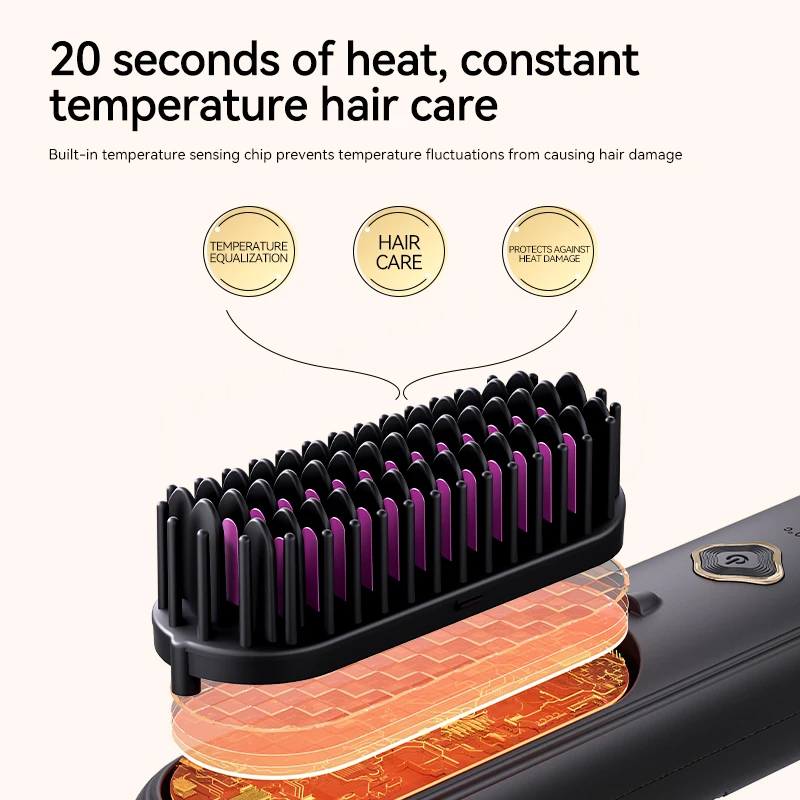 مشط تمليس الشعر اللاسلكي 100 مليون أداة تصفيف محمولة من السيراميك الأيونية السالبة بطارية 4000 مللي أمبير في الساعة أداة شعر للسفر