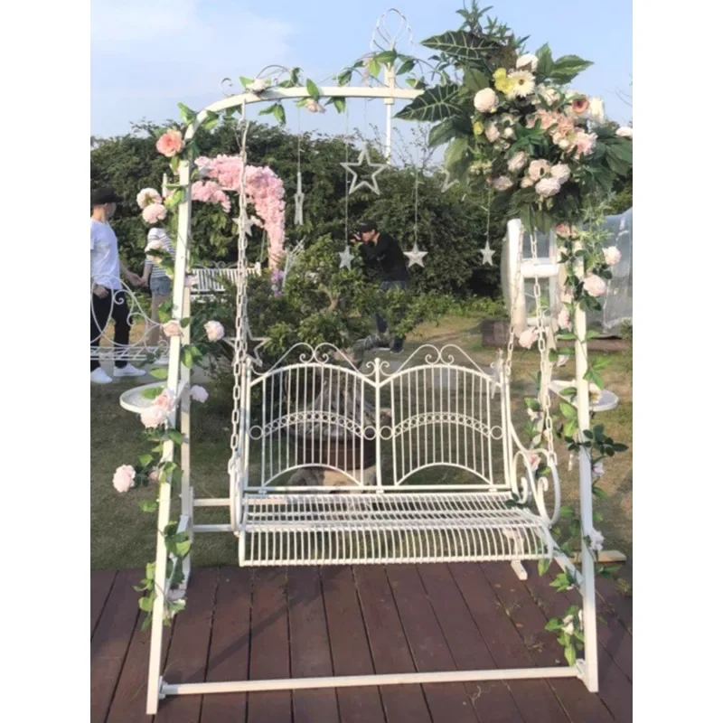 

Internet celebrity courtyard villa swing outdoor rocking chair wrought iron balcony swing sling chair household leisure