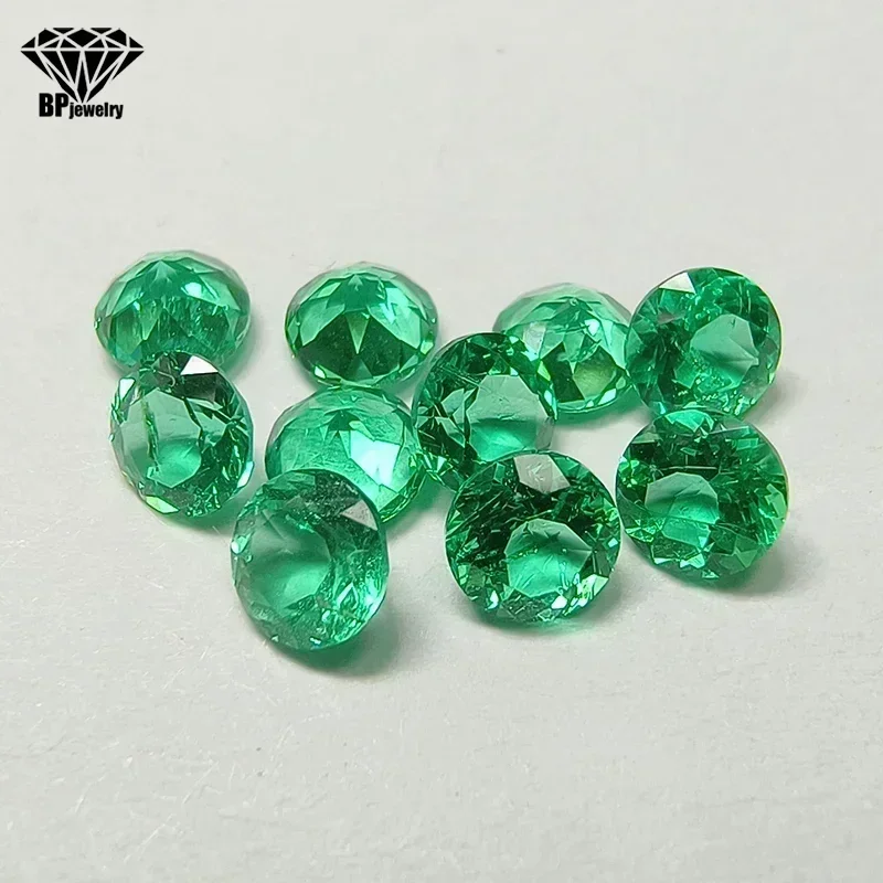 

Lab Grown Round Shape Columbia Emerald Hand Cut Gemstone for DIY Charms Women Advanced Jewelry Making Materials No Certificate