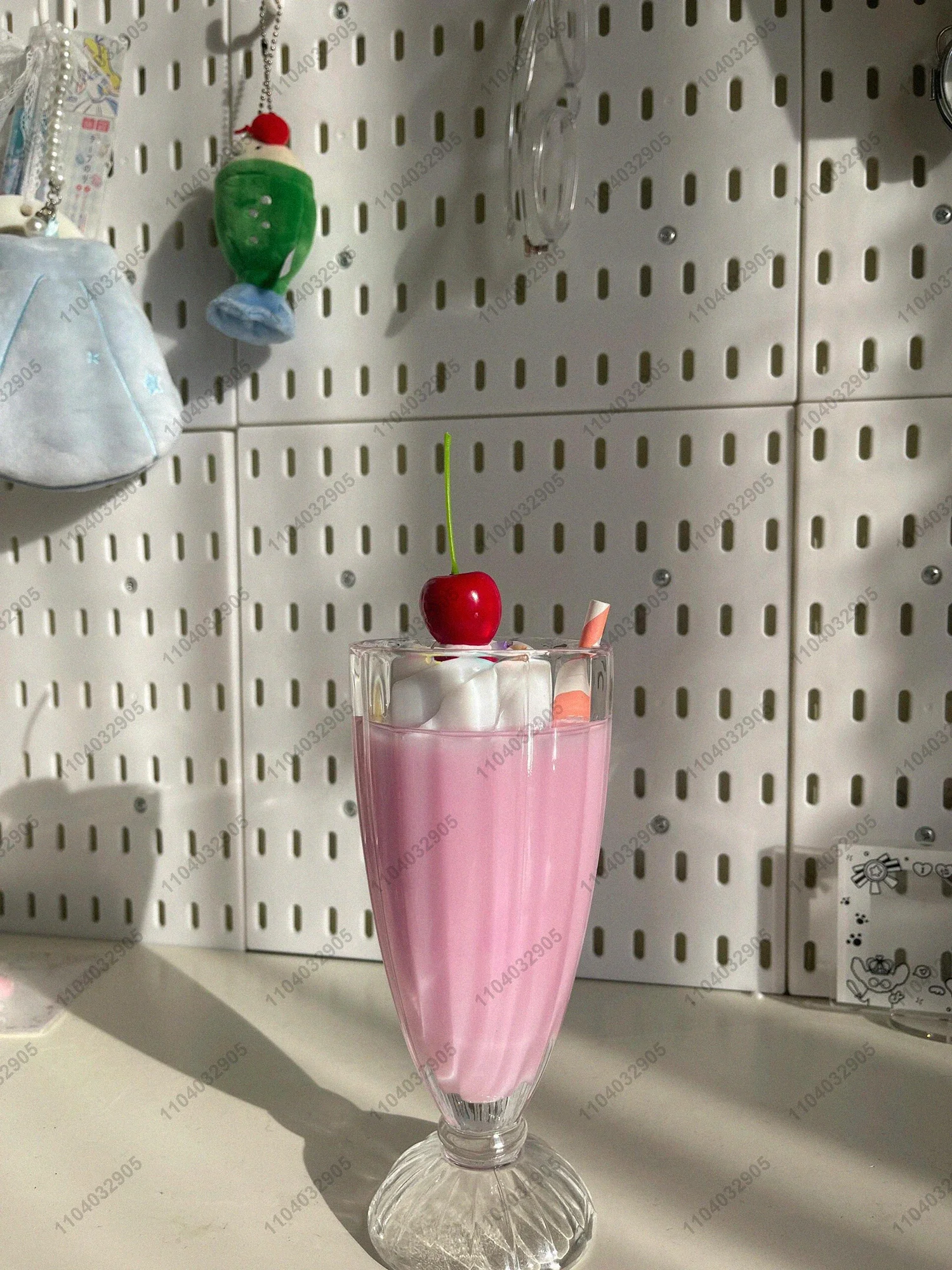 Pink Milkshake Drink Cup Creative Gift Handicraft Desk Ornaments Milkshake Ice Cream Topping Glass Cup Girls Room Decoration