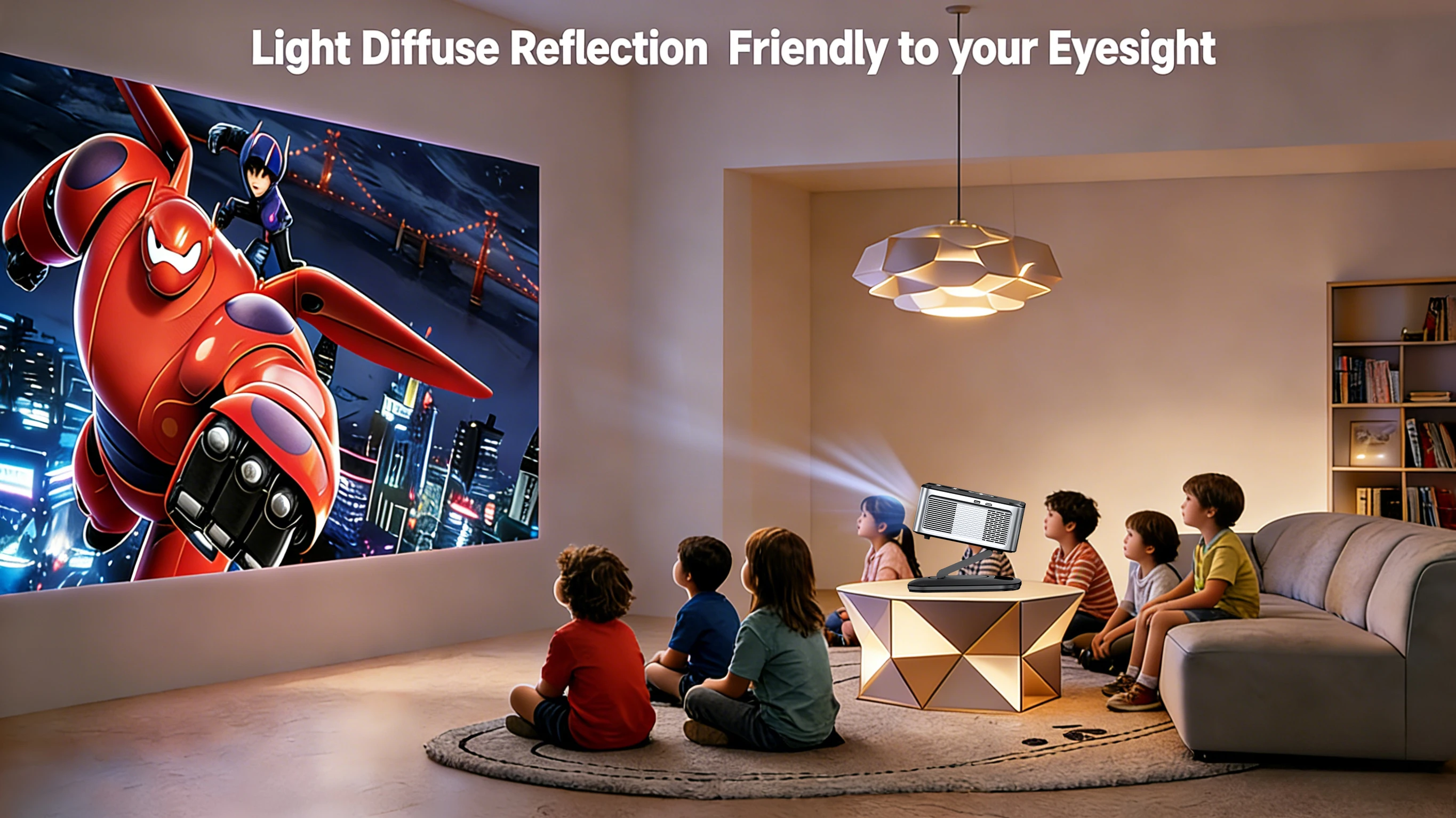 HORLAT T09MAX Google TV Projektor Full HD 1080P Android Beamer 2000 ANSI Lumen WiFi 6 3D 4K Unterstützung Smart Home Theater Projektor – Detail 4