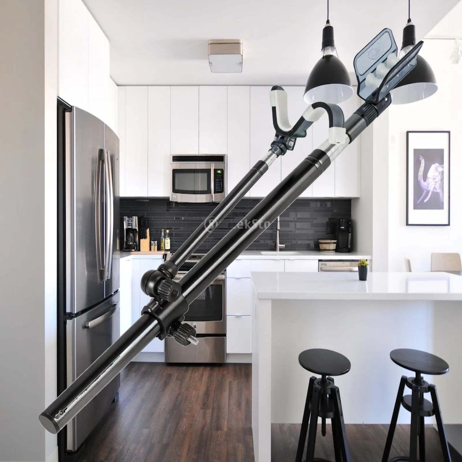 Shore Fishing Rod Stand Stainless Steel Adjustable Seven Section Holder with Glow Roller for Tackle Box