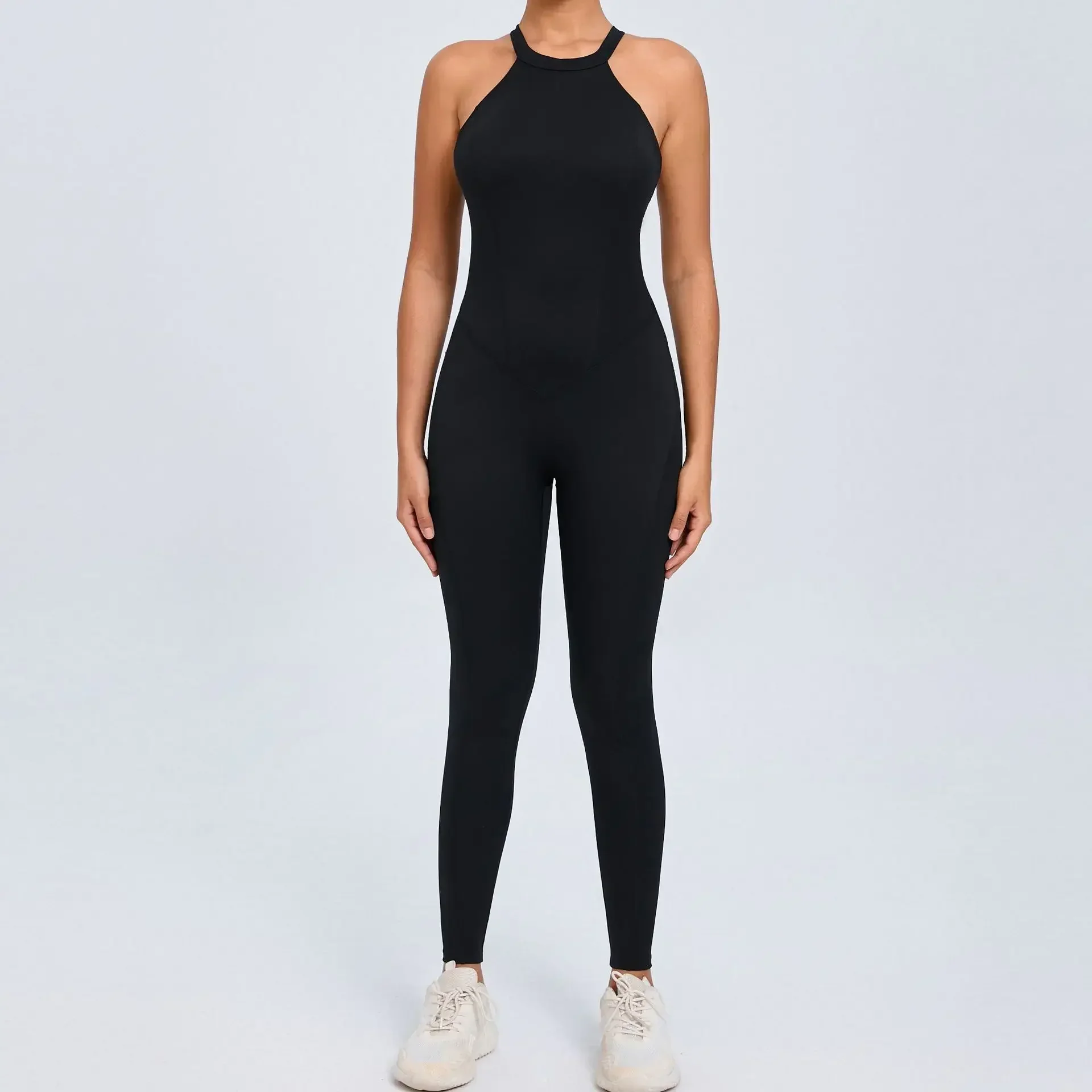 シームレスヨガジャンプスーツスポーツフィットネスピーチヒップリフティングバックレスバックルワンピーストレーニングジムワークアウトジャージ女性用