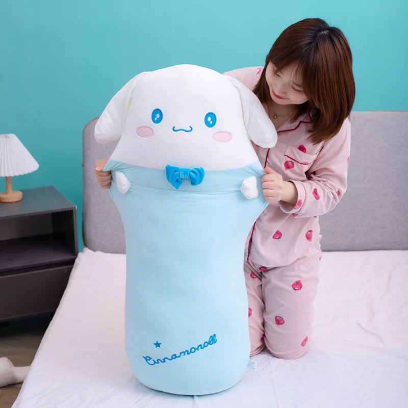 Sanrio Cylindrical Long Pillow My Melody Kuromi Cinnamoroll Soft Plush Bed Leg Pillow Bedside Cushion Child Soothing Toys Doll