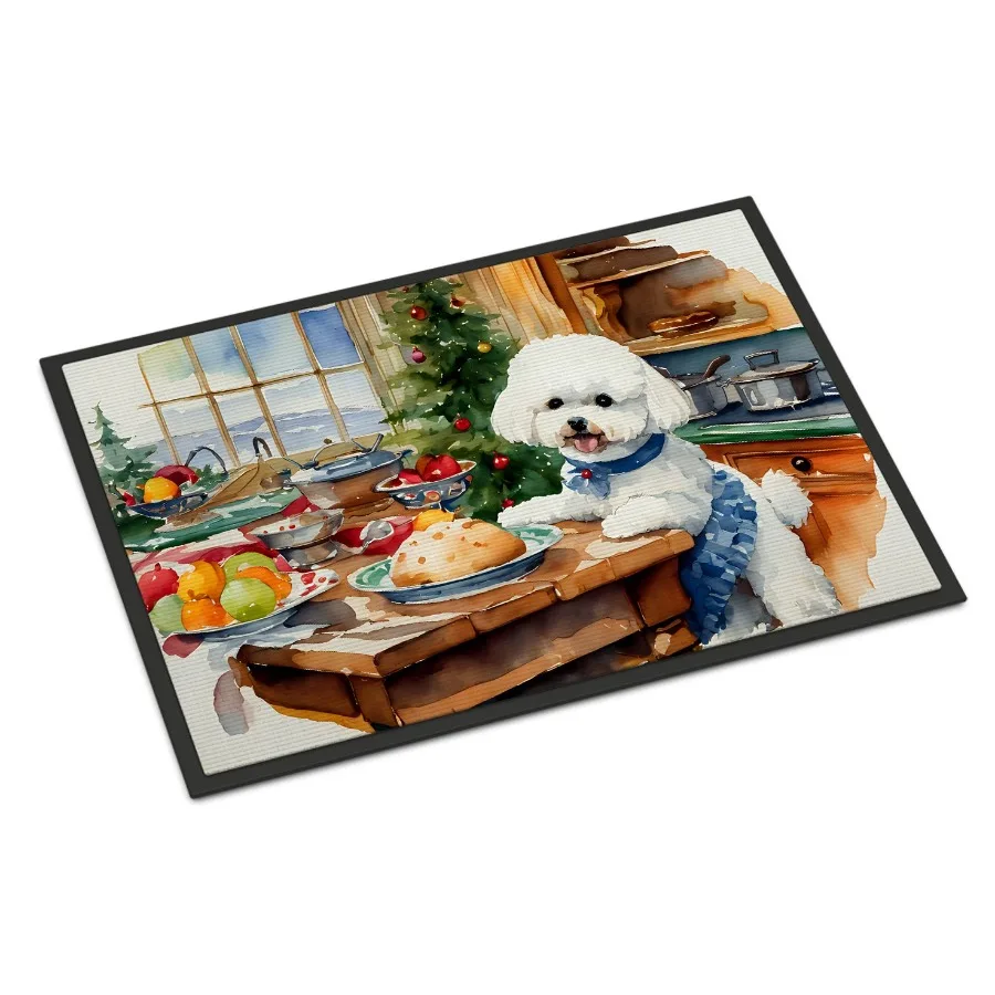 

НОВЫЙ коврик для рождественского печенья Bichon Frise, коврик для передней двери, внутренние и уличные коврики для прихожей, нескользящие, моющиеся, с низким ворсом, 18 х 27 Вт