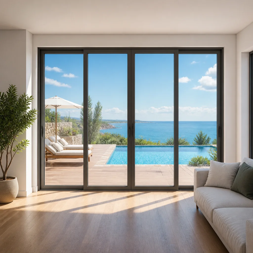 Personalized Customization Sliding Door Heavy Duty Patio Sunshade Sliding Doors Thick Aluminum Frame Tempered Glass Doors