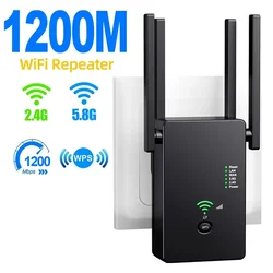 1200M Wifi tekrarlayıcı 5GHz kablosuz yönlendirici 2.4Ghz erişim noktası ev ofis için uzun sinyal amplifikatörü Wi-Fi Booster Range Extender