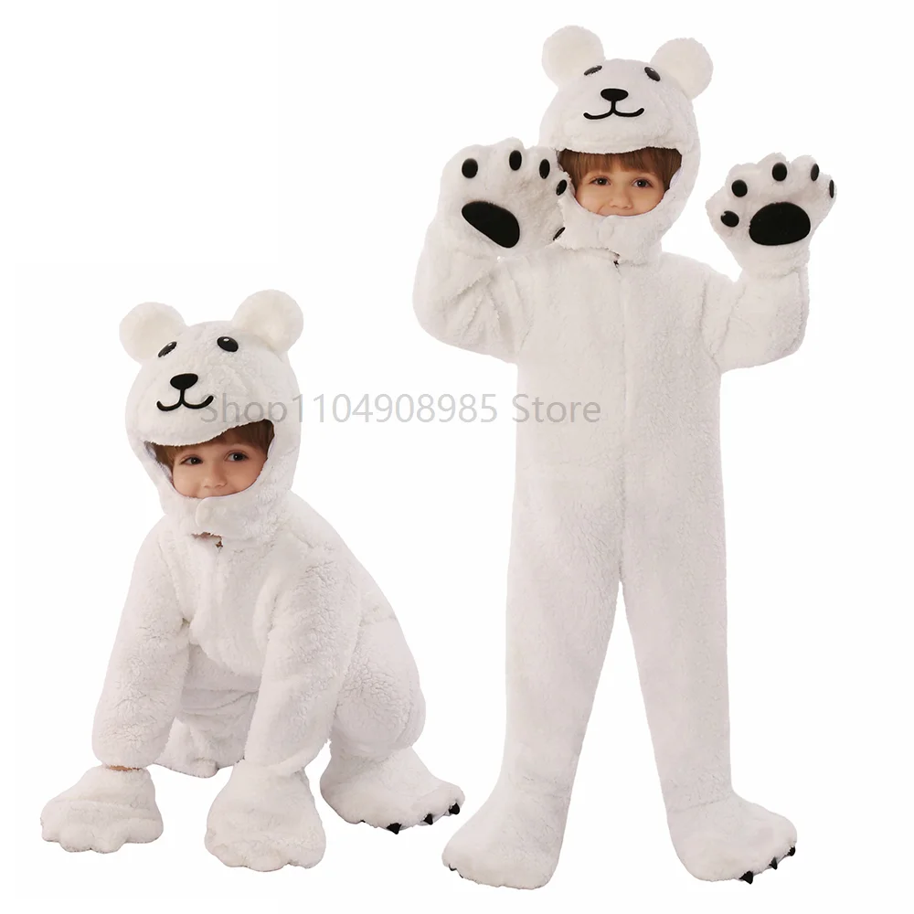 

Arctic Polar Bear Costume for children Animal Bear Jumpsuit Halloween Costume Toddler White Bear Cosplay