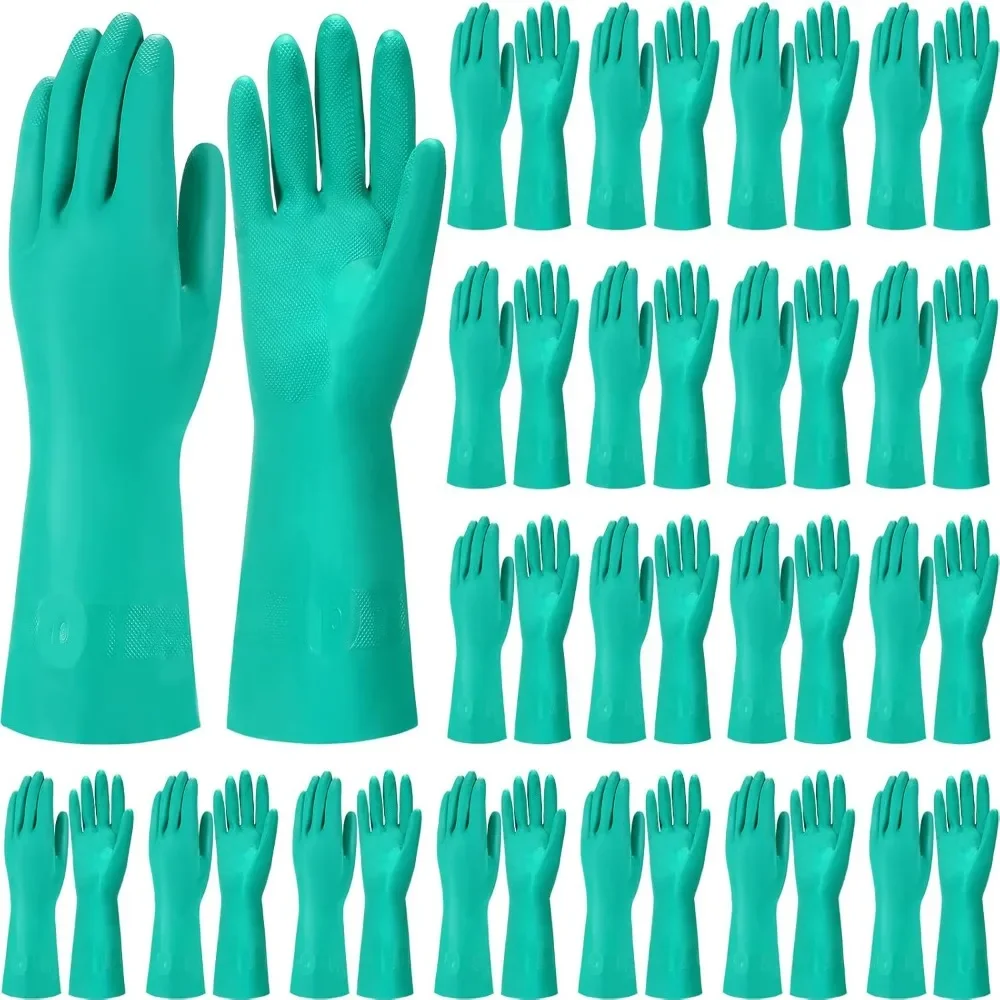Twenty Pairs Heavy Duty Thick Chemical Resistant Nitrile Gloves Large for Cleaning Acid Alkali Oil