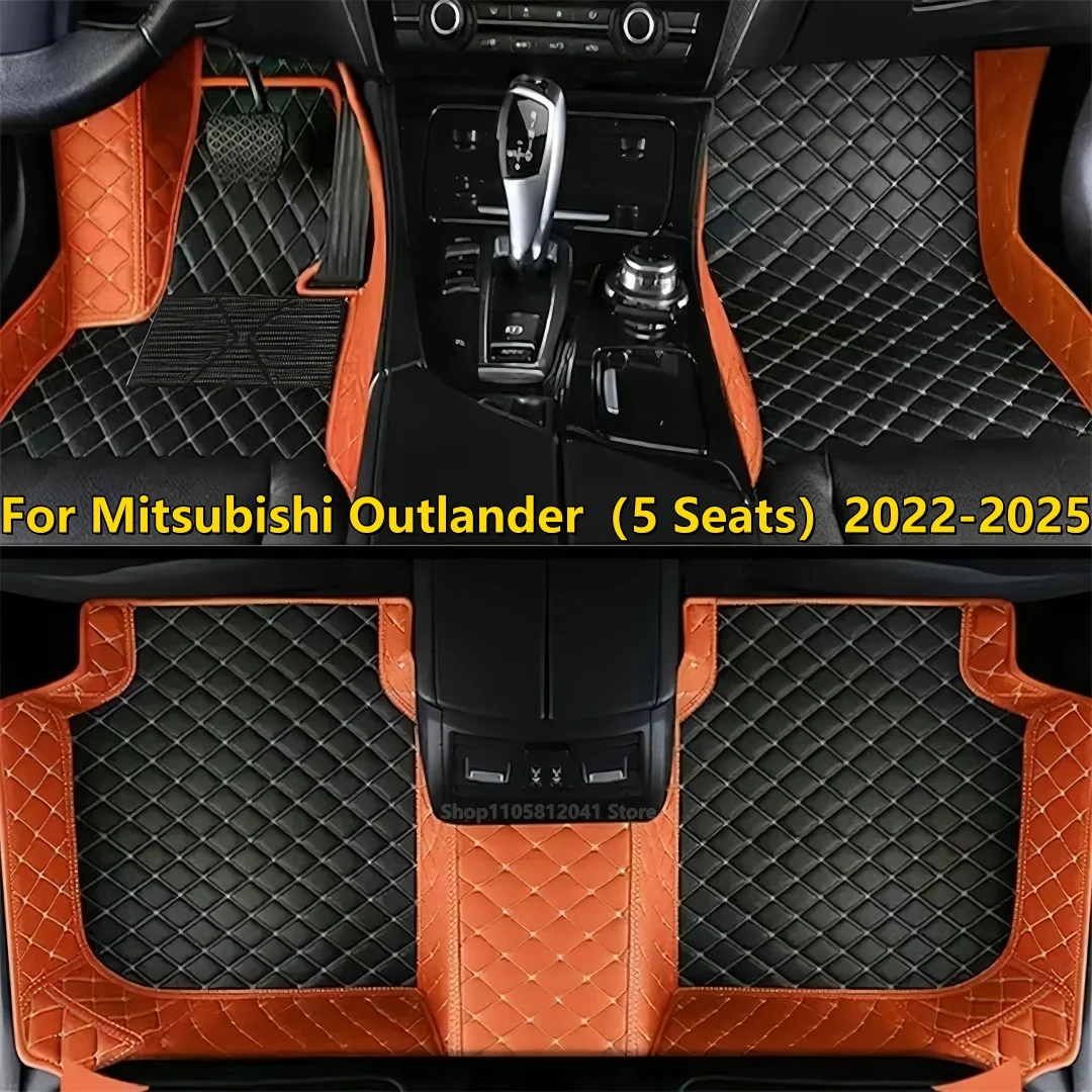 Custom Car Floor Mats Fit For Mitsubishi Outlander（5 Seats）2022 2023 2024 2025 Full‑Set Waterproof Vehicle Interior Carpets