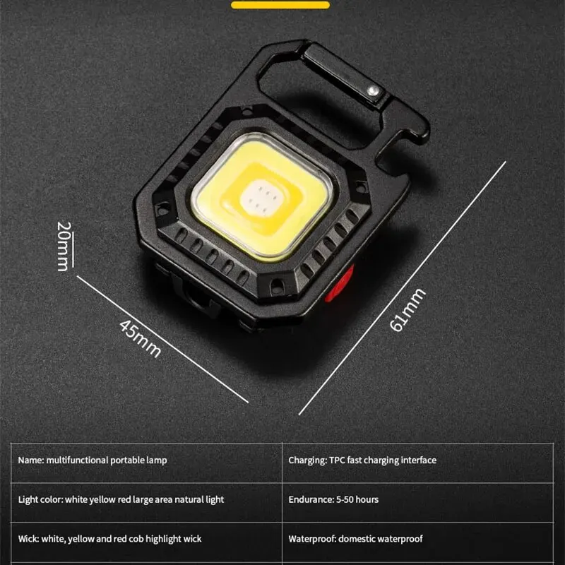 Outdoor Super Mini Portable LED Flashlight Keyring Rechargeable Multi Light Source Lamp with Magnet Bottle Opener Flashlight