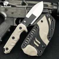 HX OUTDORS Defense Knife Field Survival Knife EDC Tactical Straight Knife DC53 Steel Camping Hunting Tools