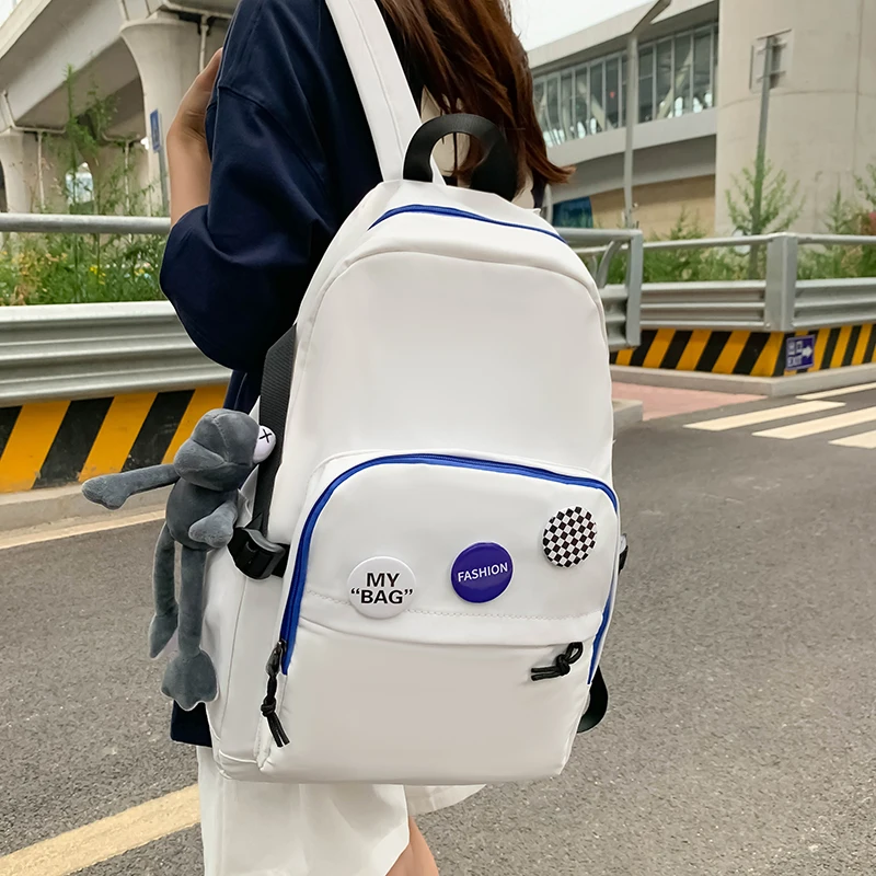 Female Bags on Sale 2023 High Quality Fashionable and Large Capacity Waterproof Backpack Nylon Solid  Leisure Zipper Backpacks