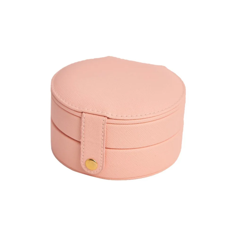 

Double Layers Travel Jewelry Display Box with Mirror Buckle Closure Portable Earrings Storage Case Divided Dust-proof