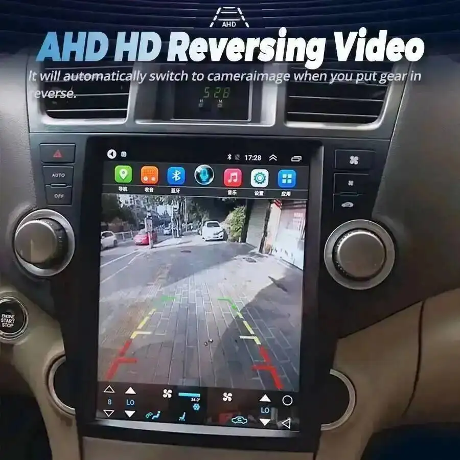 12.1'' Carplay Touch Screen Navi DSP Stereo HU For Toyota Highlander 2009-2013 Android 15 Bluetooth Car Multimedia Video Player