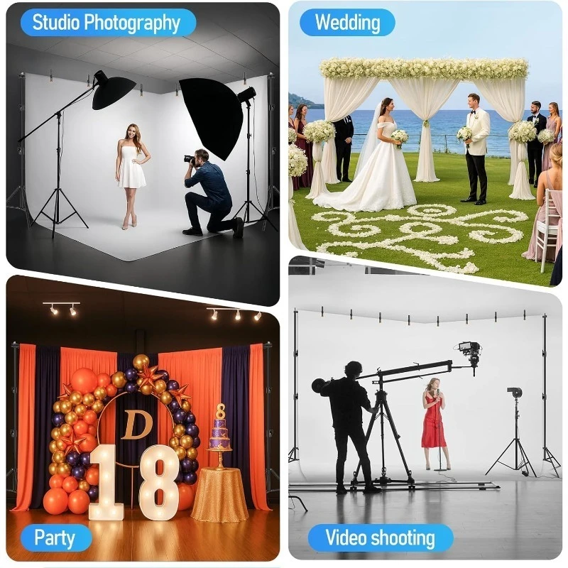 Back Drop Adjustable Stand, 10x20 Backdrop Stand Heavy Duty Photography Background Support System Kit with 300° Angle Rota