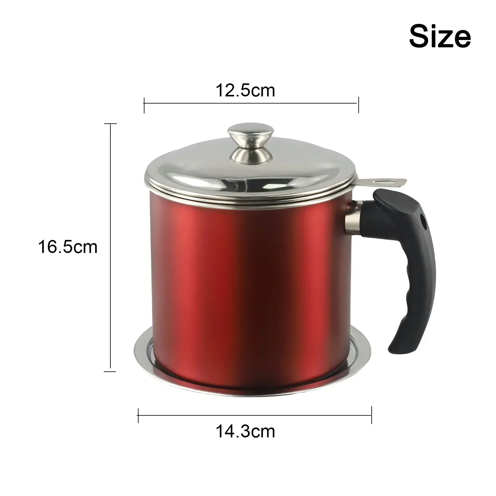 Grease Strainer With Lid Stainless Steel Oil Pot Easy To Clean Fine Mesh Filter Humanized Handle Rust-Resistant