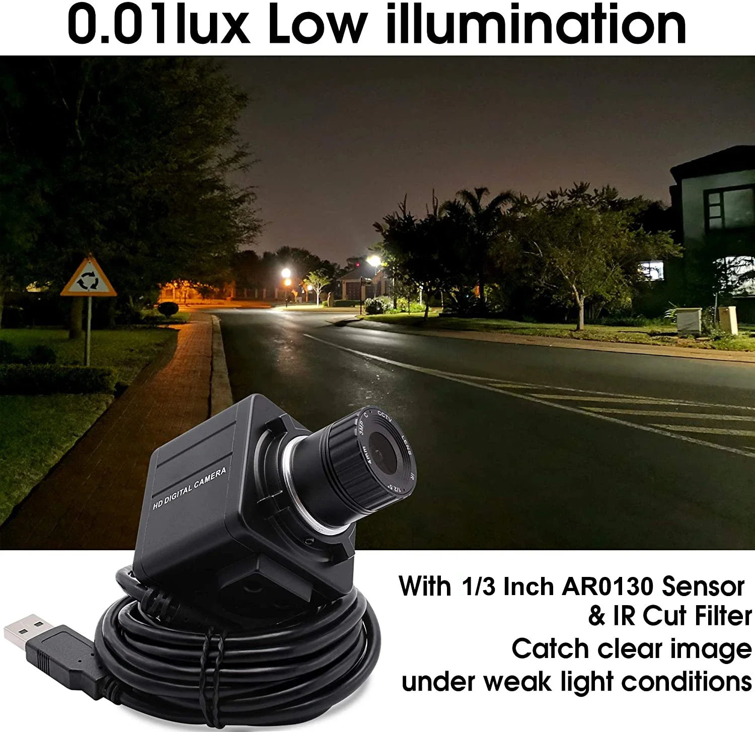ELP 2MP 1080P Low Light HD USB Camera H.264 CMOS IMX323 Web Camera with 4mm Manual Focus Lens for Industrial Machine